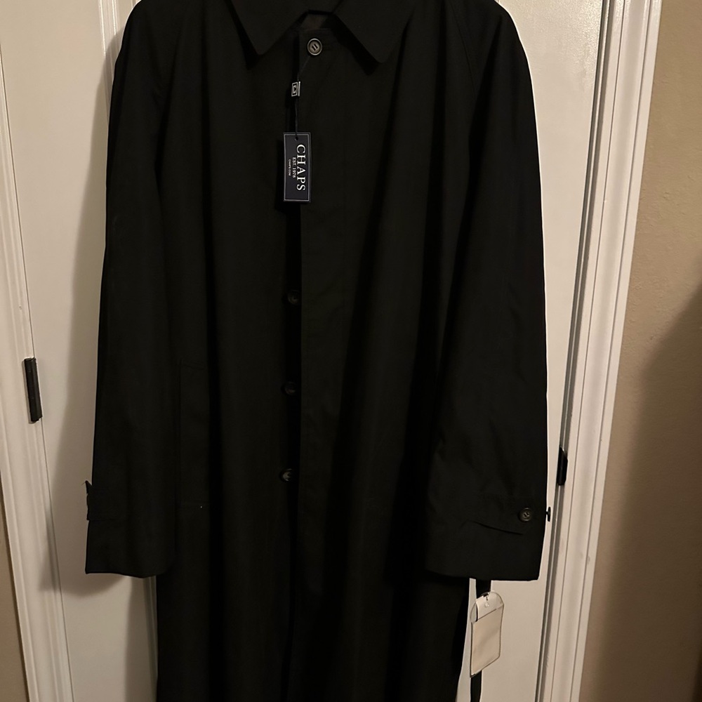 Chaps Black Trench Coat